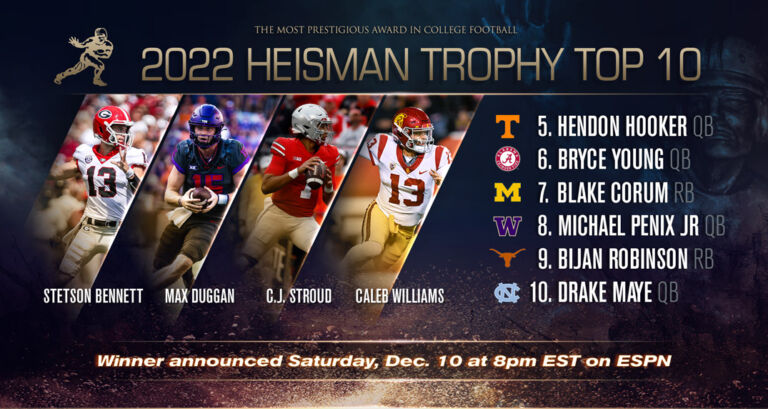 2022 Heisman Trophy Top 10 Finishers Revealed - Heisman